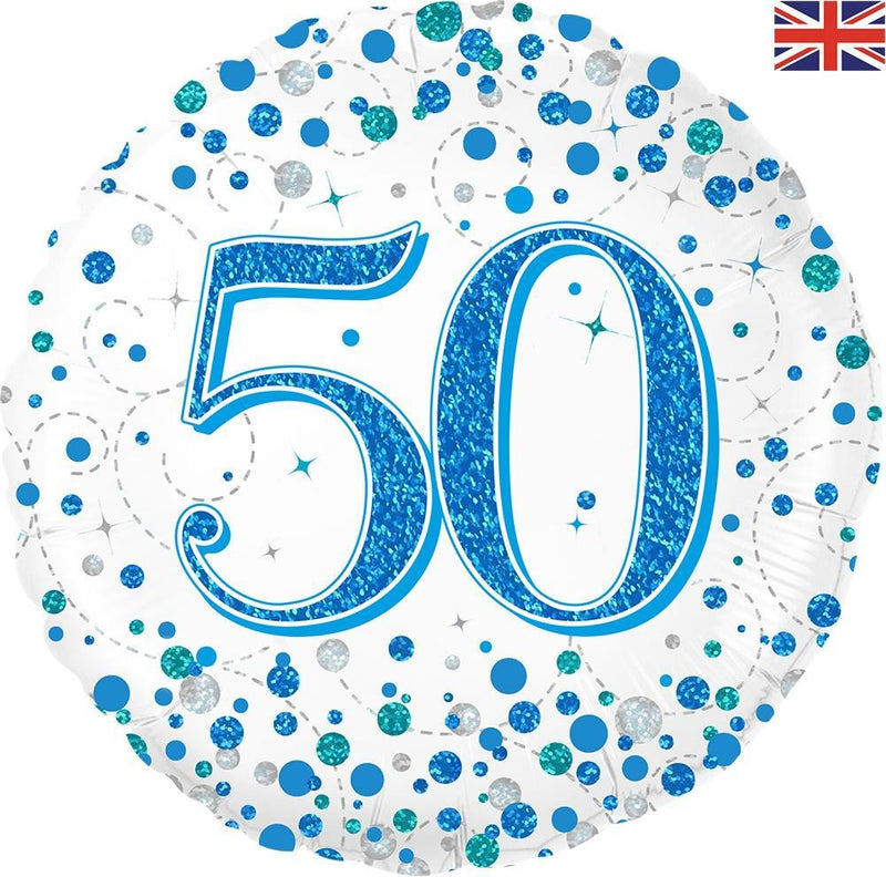 18" FOIL - AGE 50 - BLUE SPARKLING FIZZ-Age Balloon-Partica Party
