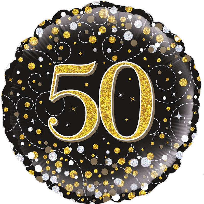 18" FOIL - AGE 50 - GOLD SPARKLING FIZZ-Balloon-Partica Party