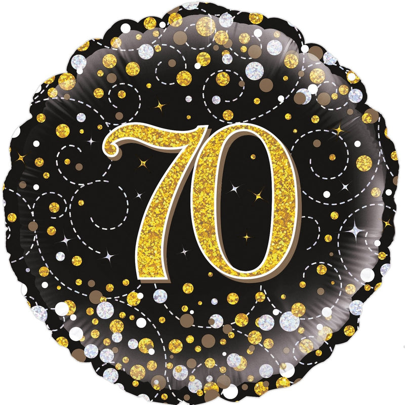 18" FOIL - AGE 70 - GOLD SPARKLING FIZZ-Balloon-Partica Party