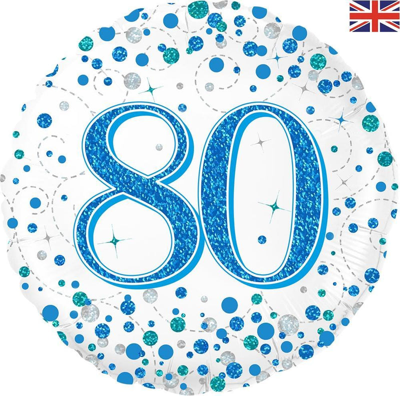 18" FOIL - AGE 80 - BLUE SPARKLING FIZZ-Age Balloon-Partica Party