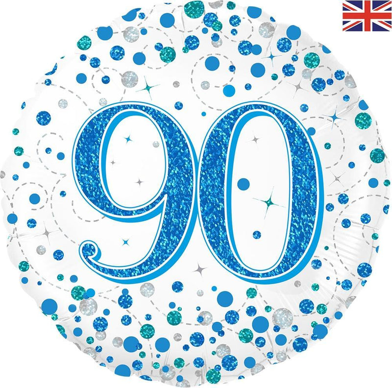 18" FOIL - AGE 90 - BLUE SPARKLING FIZZ-Age Balloon-Partica Party