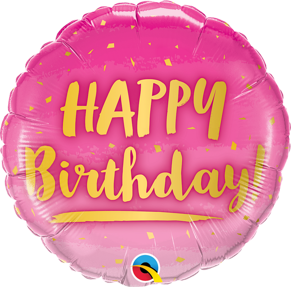 18" FOIL - HAPPY BIRTHDAY - PINK & GOLD-18 INCH FOIL-Partica Party