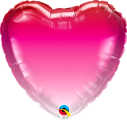 18" FOIL - HEART - PINK OMBRE