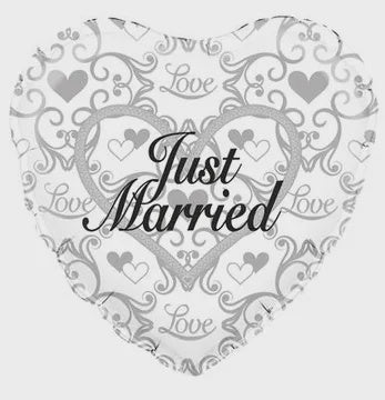 18" FOIL - JUST MARRIED - SILVER FILIGREE-18 INCH FOIL-Partica Party