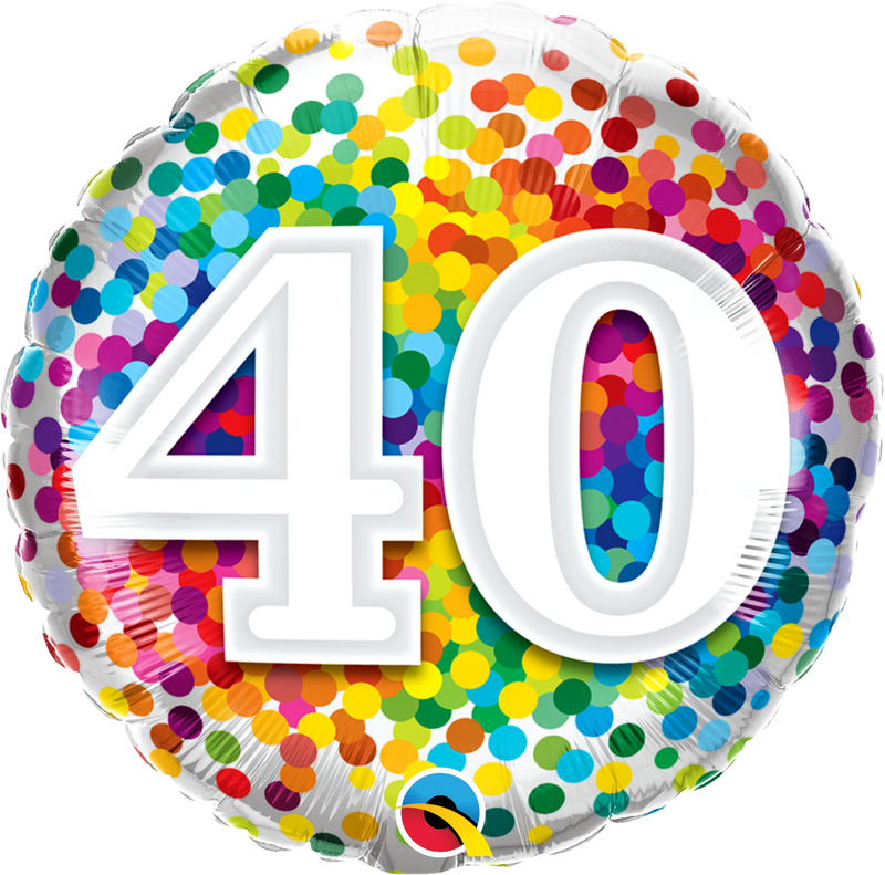 18" FOIL - AGE 40 - RAINBOW CONFETTI-Age Balloon-Partica Party