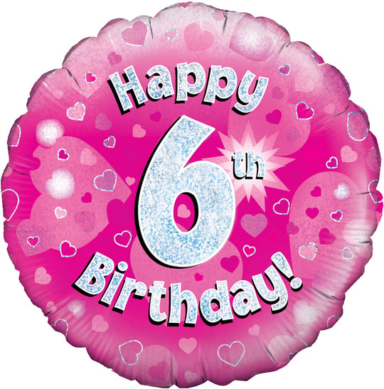 18" FOIL - HAPPY 6th BIRTHDAY! - PINK