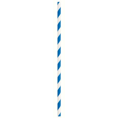 PAPER STRAWS - ROYAL BLUE STRIPED - PACK OF 10