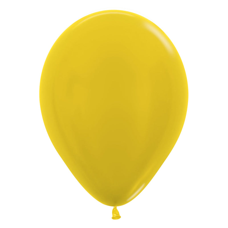 5" LATEX - METALLIC YELLOW - PACK OF 100-Latex Balloon Packs-Partica Party