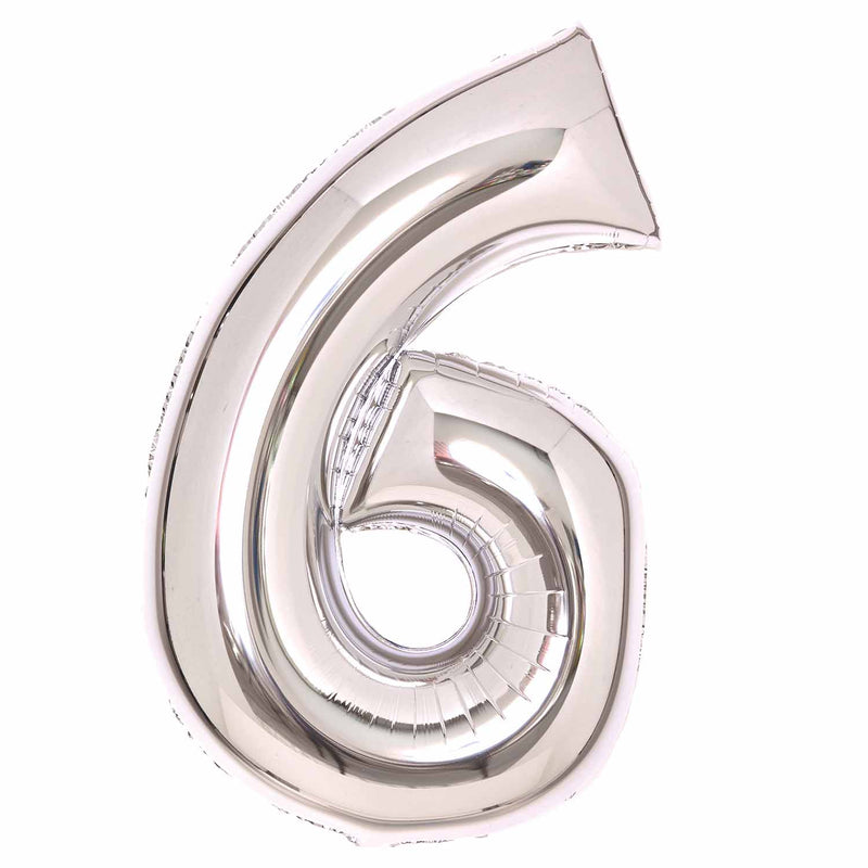 JUMBO NUMBER - 6 - SILVER - Partica Party