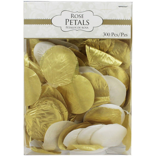 FABRIC ROSE PETALS - GOLD & WHITE