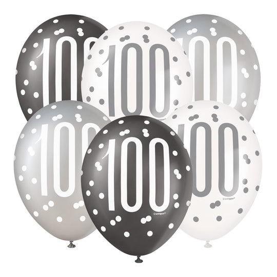 PACK OF 6 LATEX - 100th - BLACK