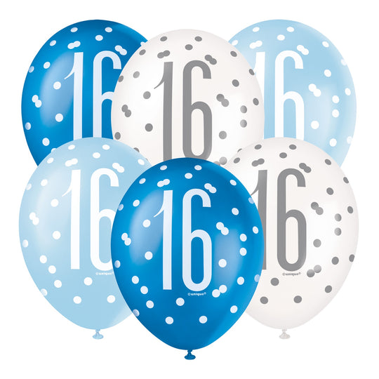 PACK OF 6 LATEX - 16th - BLUE