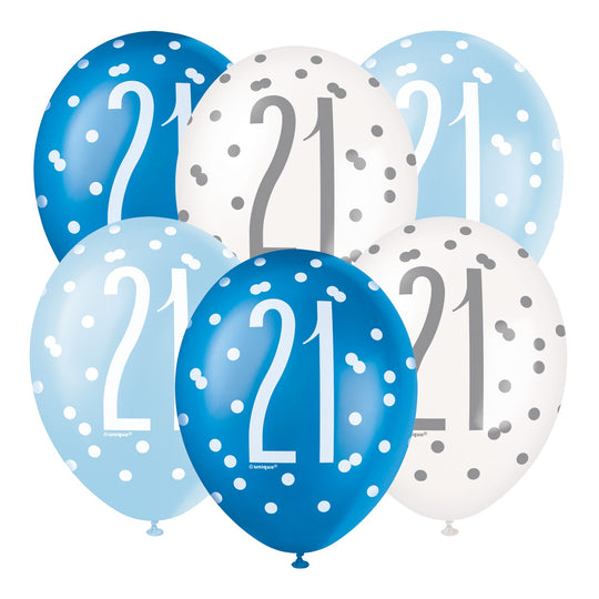 PACK OF 6 LATEX - 21st - BLUE
