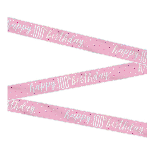 BANNER - HAPPY 100th BIRTHDAY - PINK
