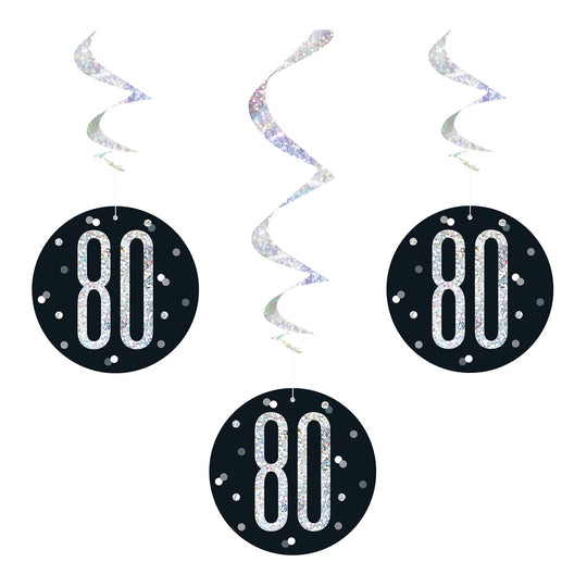 SWIRL DECORATIONS - 80th - BLACK