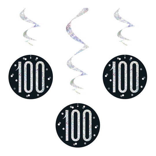 SWIRL DECORATIONS - 100th - BLACK