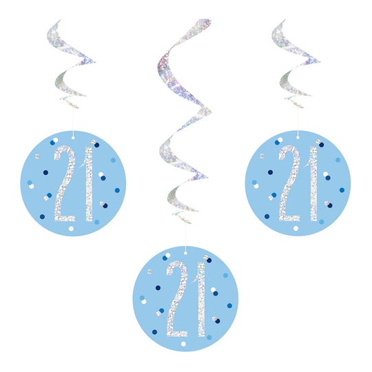 SWIRL DECORATIONS - 21st - BLUE