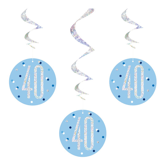 SWIRL DECORATIONS - 40th - BLUE