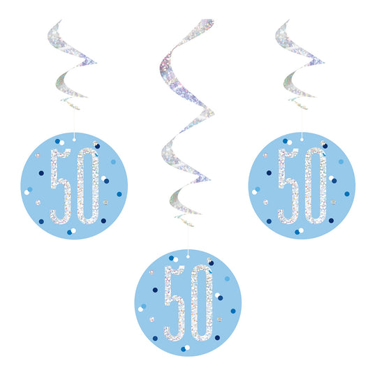 SWIRL DECORATIONS - 50th - BLUE