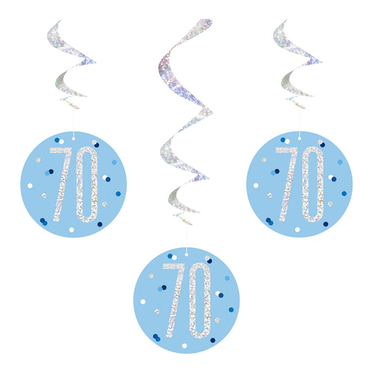 SWIRL DECORATIONS - 70th - BLUE