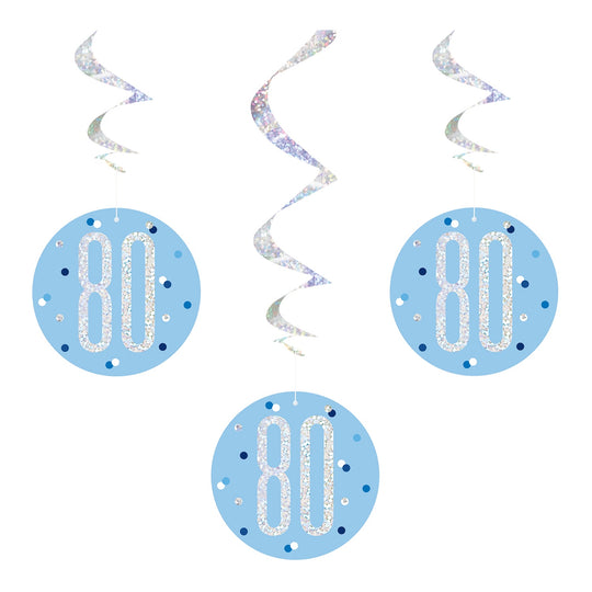 SWIRL DECORATIONS - 80th - BLUE