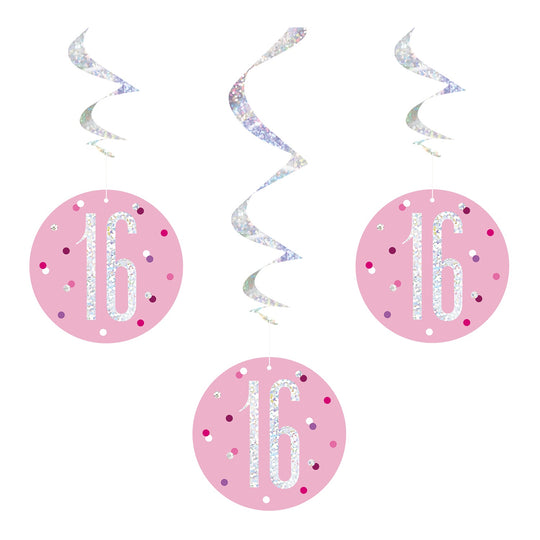 SWIRL DECORATIONS - 16th - PINK GLITZ