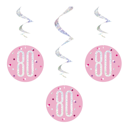 SWIRL DECORATIONS - 80th - PINK