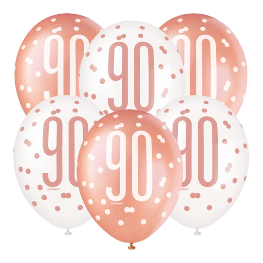 PACK OF 6 LATEX - 90th - ROSE GOLD