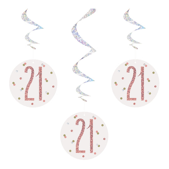 SWIRL DECORATIONS - 21st - ROSE GOLD