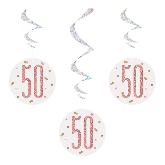 SWIRL DECORATIONS - 50th - ROSE GOLD