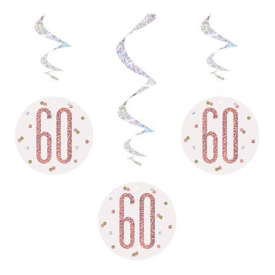 SWIRL DECORATIONS - 60th - ROSE GOLD