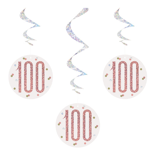 SWIRL DECORATIONS - 100th - ROSE GOLD