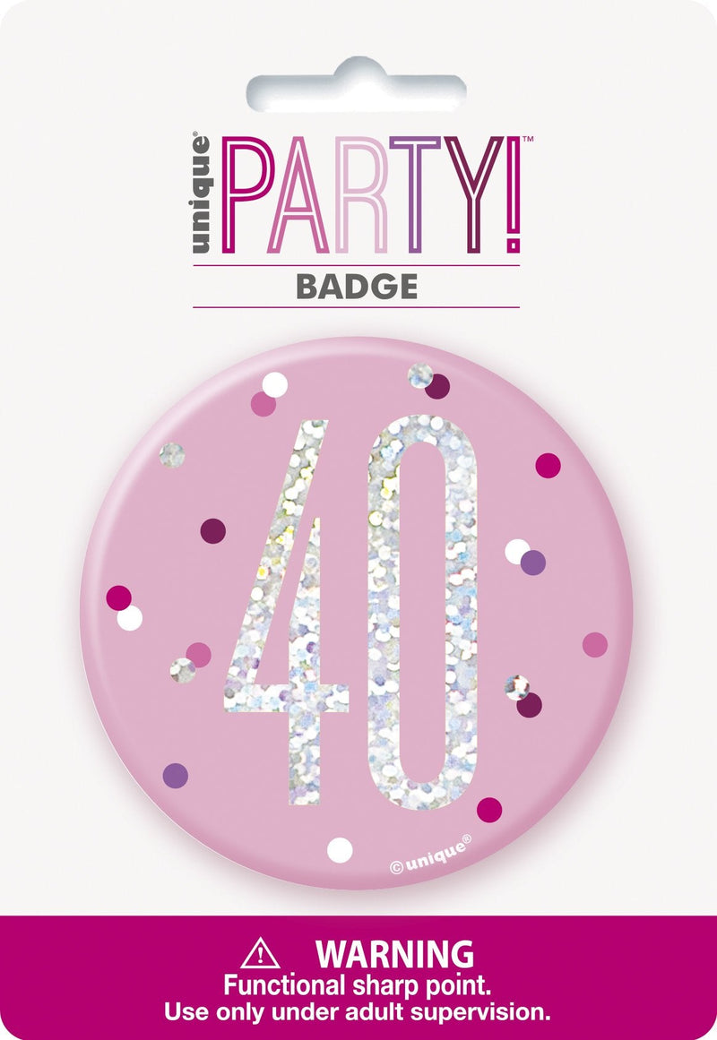 BADGE - 40 - PINK-BADGE-Partica Party