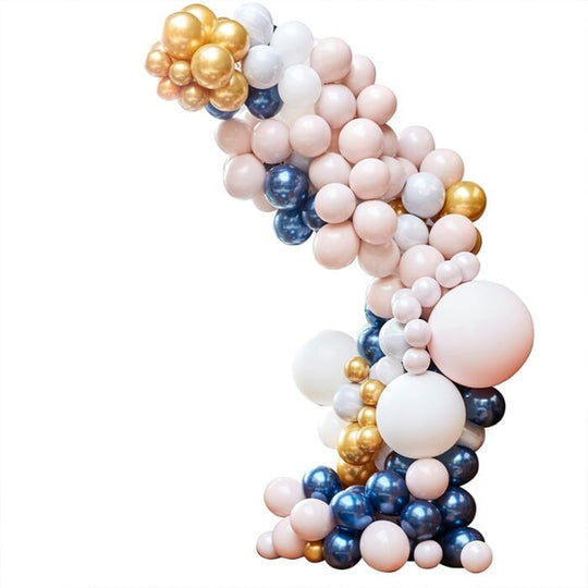 BALLOON ARCH KIT - LUXE MARBLE, NAVY & GOLD CHROME