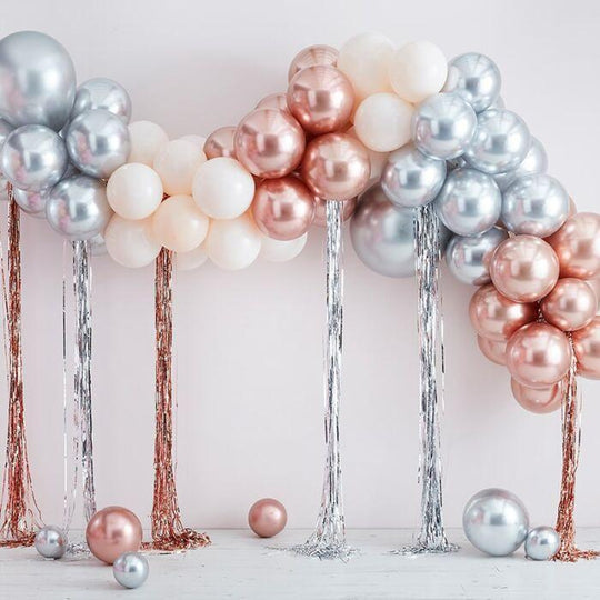 BALLOON ARCH KIT - MIXED METALLICS WITH STREAMERS