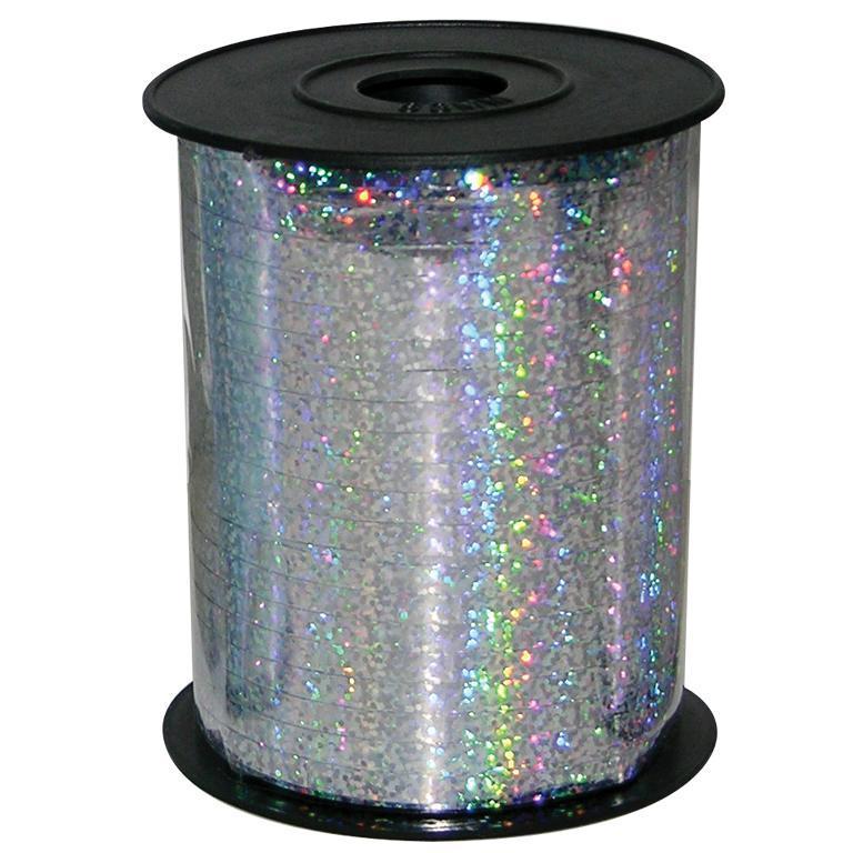 BALLOON RIBBON SPOOL - HOLOGRAPHIC SILVER-RIBBON-Partica Party
