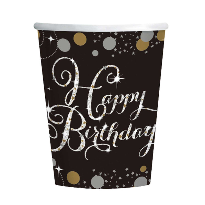 CUPS - HAPPY BIRTHDAY GOLD - PACK OF 8-CUPS-Partica Party