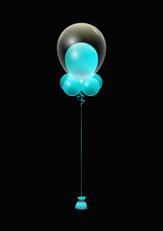 CUSTOM DOUBLE BUBBLE BALLOON - RIBBON & WEIGHT