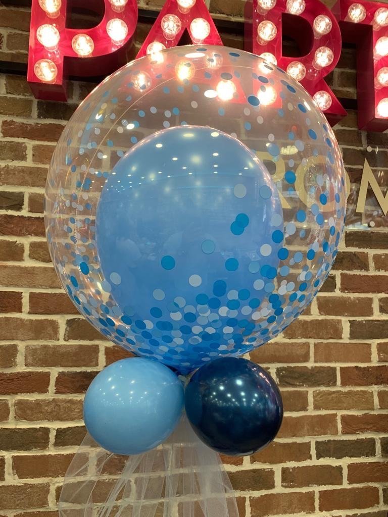 CUSTOM DOUBLE BUBBLE BALLOON - TULLE & WEIGHT-CUSTOM BUBBLE-Partica Party
