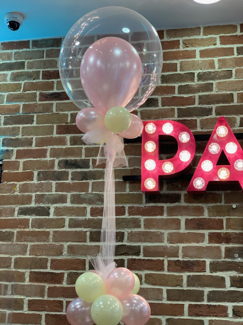 CUSTOM DOUBLE BUBBLE BALLOON - TULLE & WEIGHT-CUSTOM BUBBLE-Partica Party