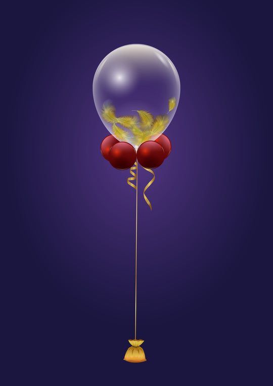 CUSTOM FEATHER BUBBLE BALLOON - RIBBON & WEIGHT