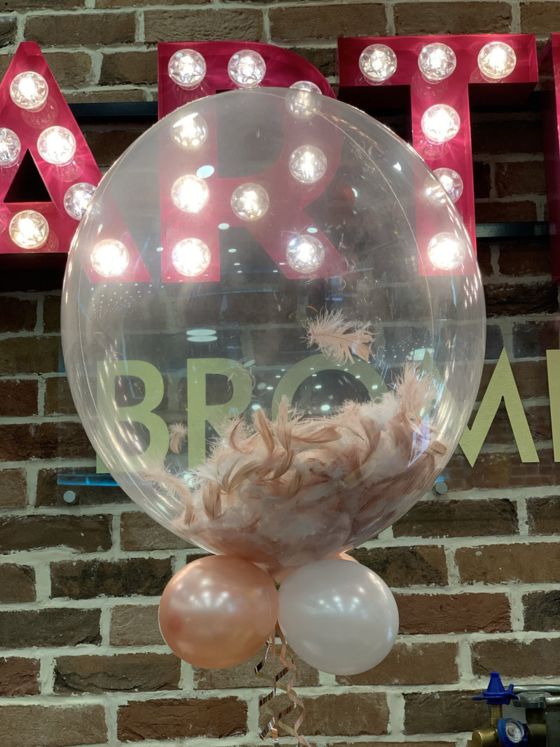 Custom Feather Bubble Balloon - Tulle & Weight-CUSTOM BUBBLE-Partica Party