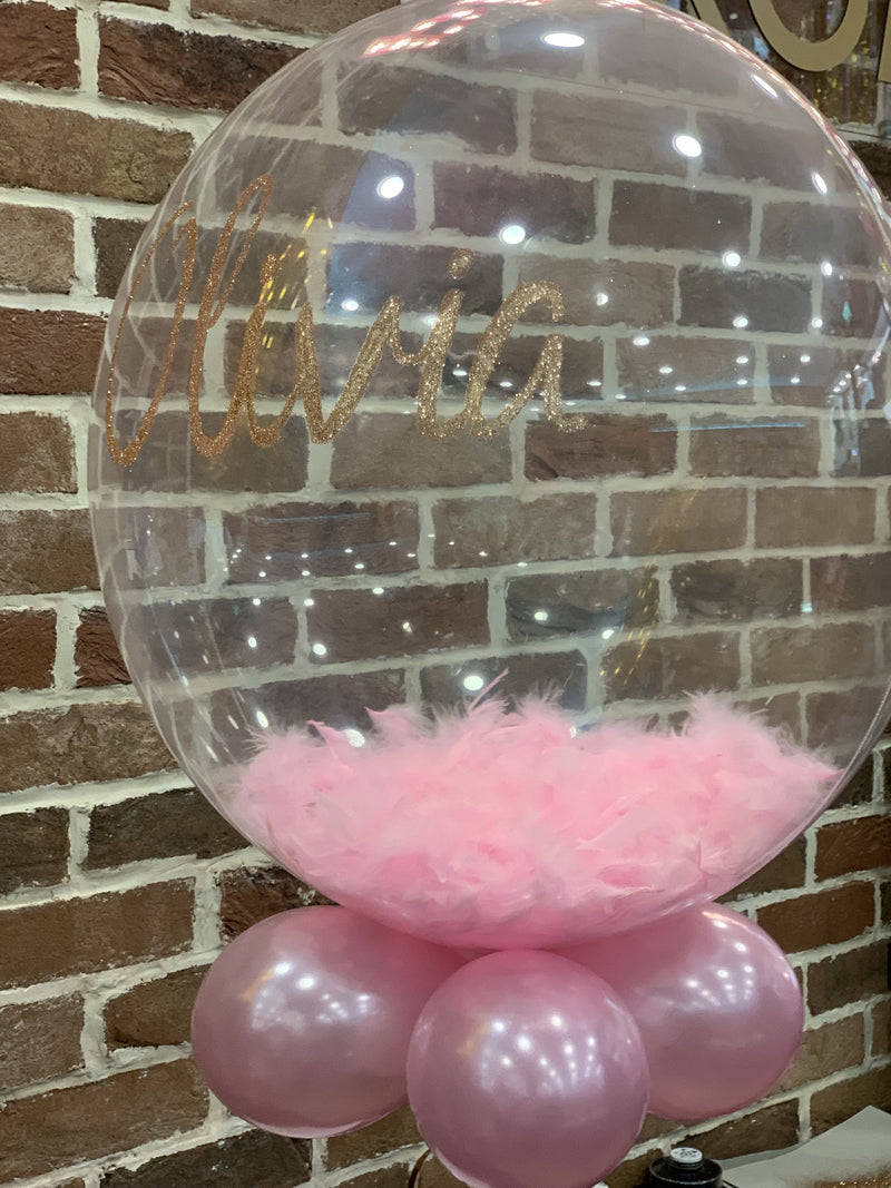 Custom Feather Bubble Balloon - Tulle & Weight-CUSTOM BUBBLE-Partica Party