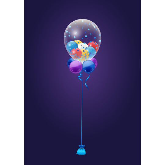 CUSTOM MULTI BUBBLE BALLOON - RIBBON & WEIGHT