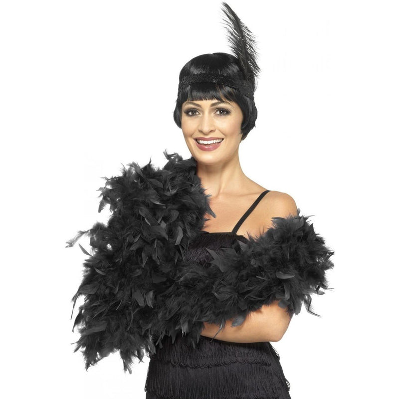 DELUXE FEATHER BOA - BLACK-1920-Partica Party