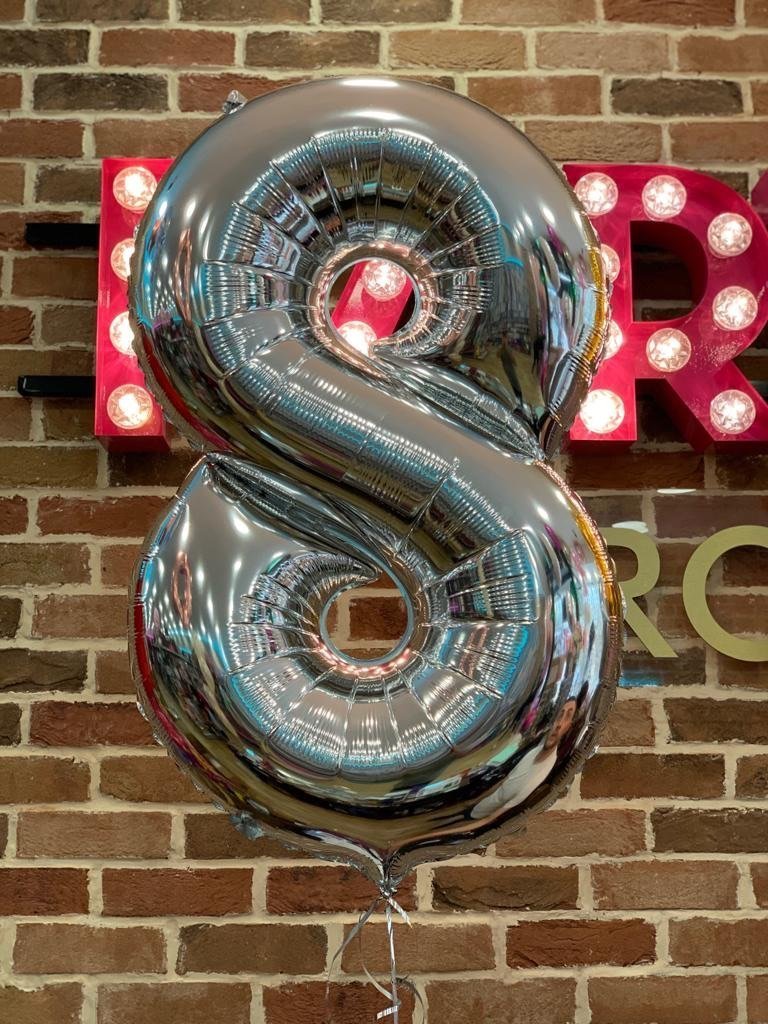 JUMBO NUMBER - 8 - SILVER-JUMBO NUMBER-Partica Party