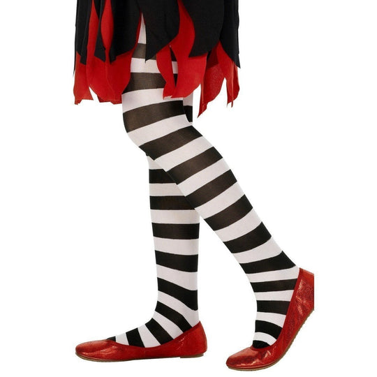 KIDS TIGHTS - STRIPED - BLACK & WHITE