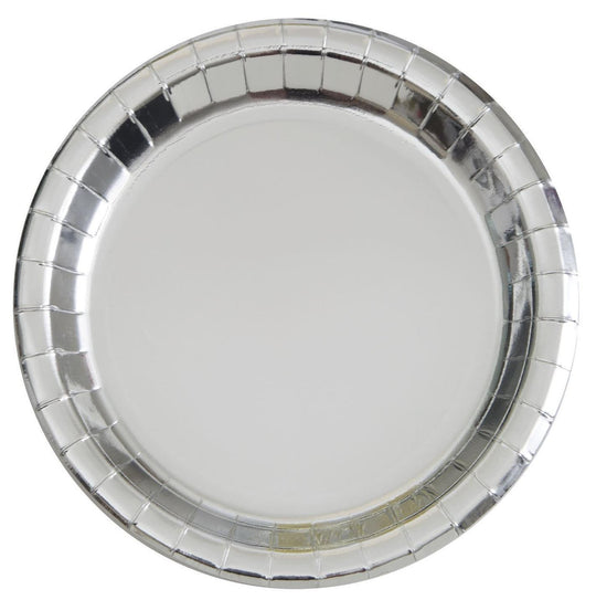 PAPER PLATES - METALLIC SILVER - PACK OF 8