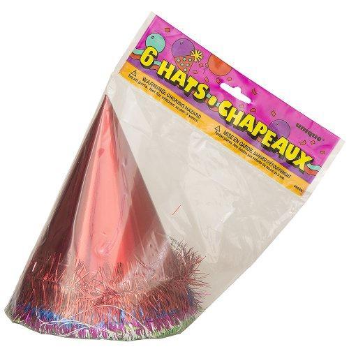 PARTY HATS - FRINGED FOIL - PACK OF 6