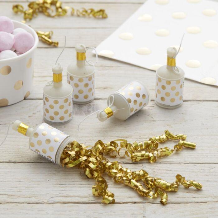 PARTY POPPERS - GOLD FOILED POLKA DOT - PACK OF 25-party poppers-Partica Party